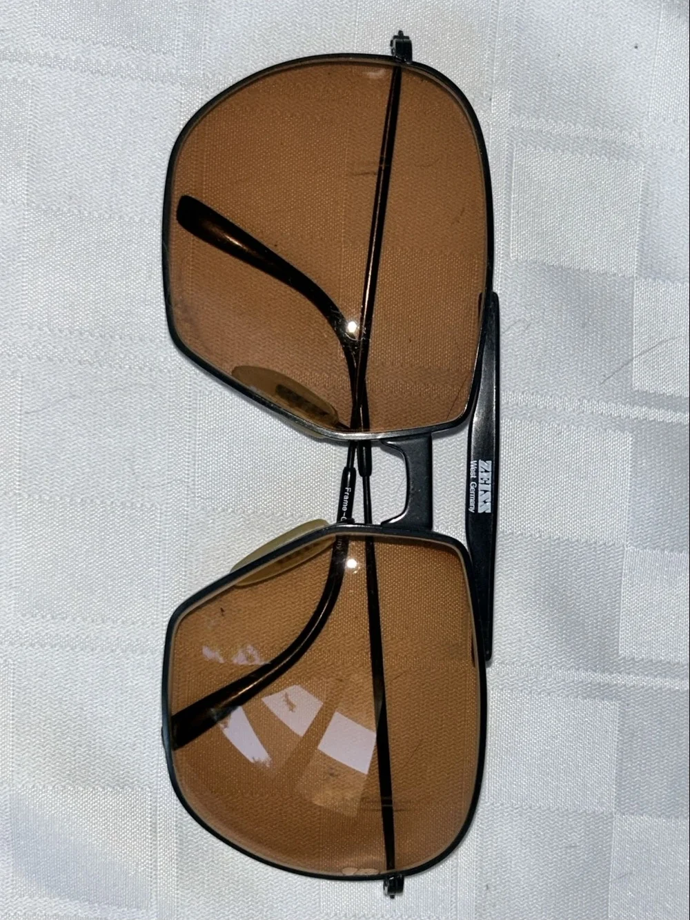 CARL ZEISS Vtg 80s W. Germany Comp. Aviator Sunglasses Matte Black Brown Lenses